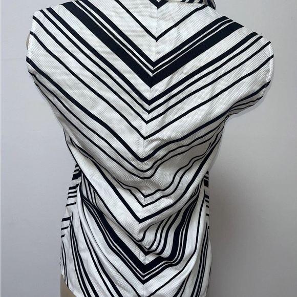 Linda Allard Ellen Tracy Black White Sleeveless Button Down Top Size 4 Cotton - Picture 4 of 5